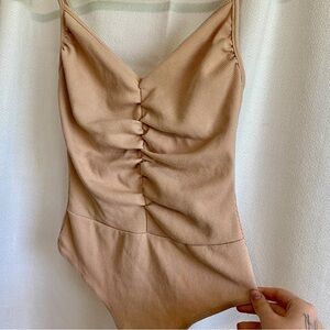 Women’s FashionNova Ruched Body Suit Nude size Small